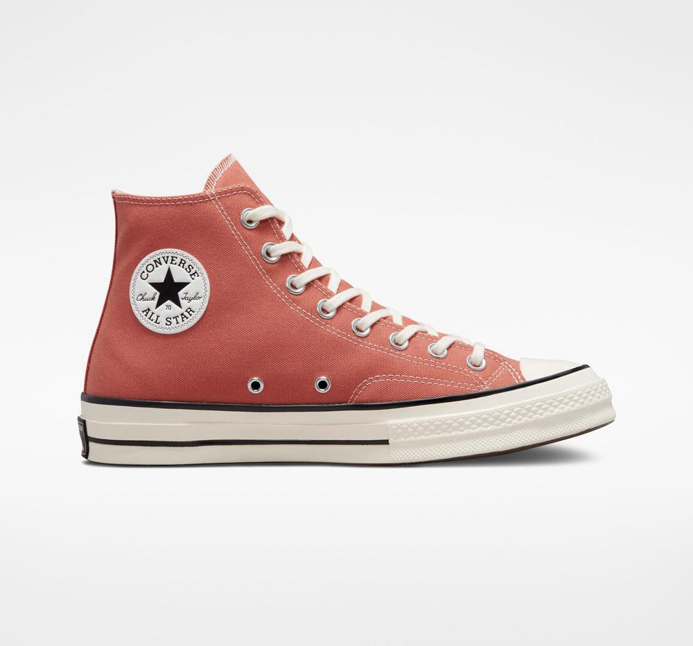 Coral Brushed Brass / Egret / Black Converse Chuck 70 Vintage Canvas Unisex Women's High Tops US | 46128-GWUA