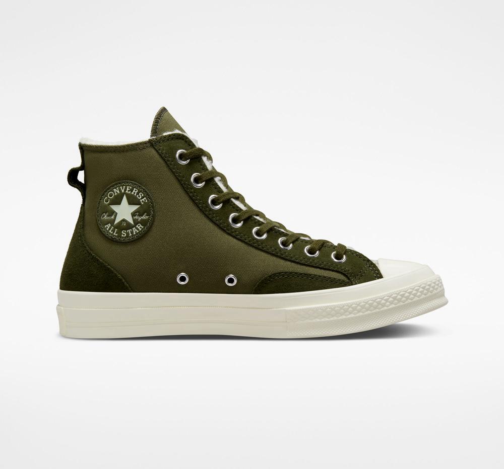 Utility / Utility Green / Egret Converse Chuck 70 Lined Colorblock Unisex Women's High Tops US | 48569-AKNJ